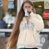 California Vivian Jenna Wilson Wilson Beige Zip Up Hoodie