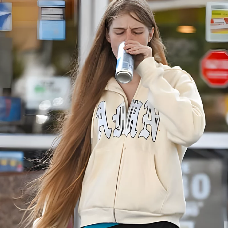California Vivian Jenna Wilson Wilson Beige Zip Up Hoodie