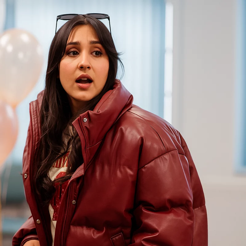 Cherry Issues S02 Taj Atwal Maroon Puffer Jacket