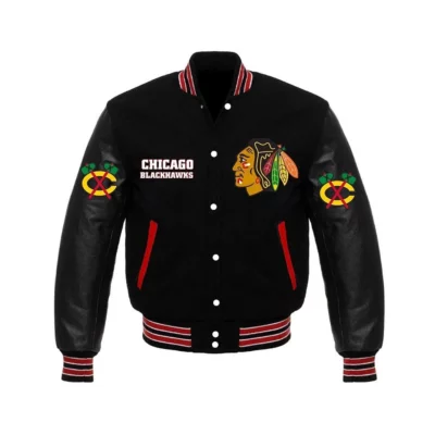 Chicago Blackhawks Black Varsity Jacket