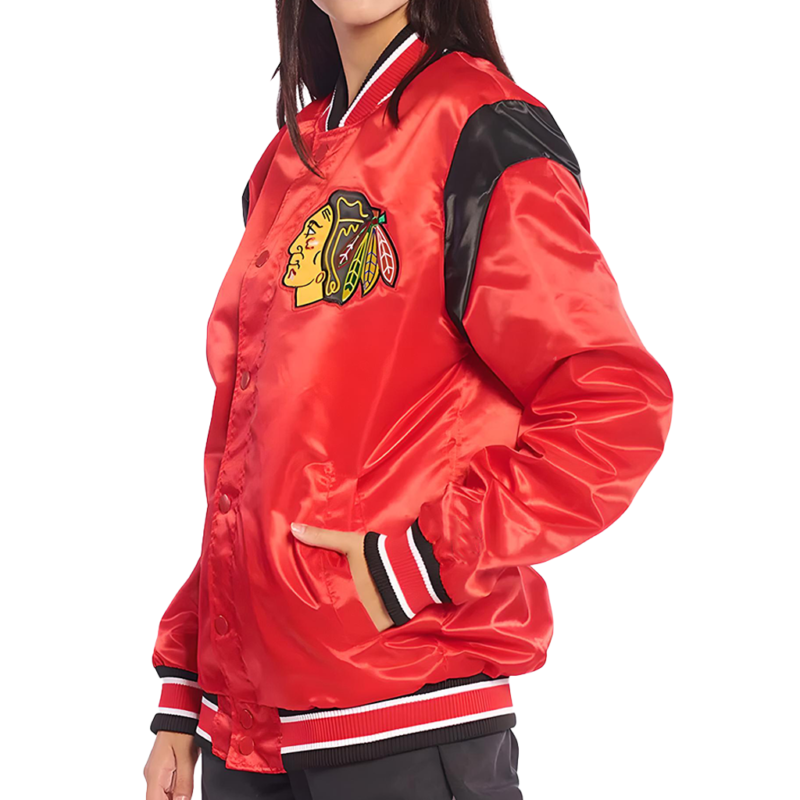 Chicago Blackhawks Teddy Red Satin Jacket