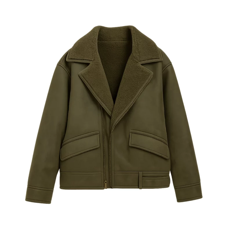 Daddy Issues S02 Aimee Lou Wood Green Shearling Leather