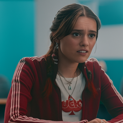 Daddy Issues S02 Aimee Lou Wood Red Track Jacket