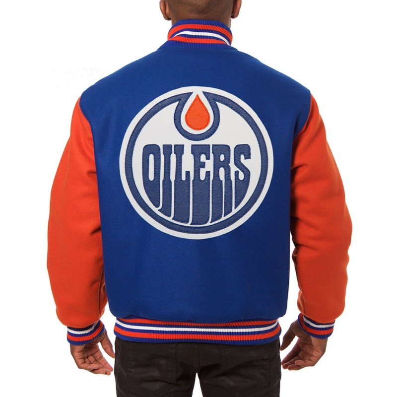 Edmonton Oilers Orange Two Tone Varsity Jacket