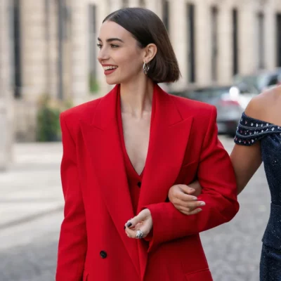 Emily in Paris S05 Lily Collins Red Coat