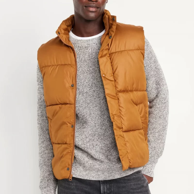 Finding Mr. Christmas Craig Geoghan Brown Puffer Vest