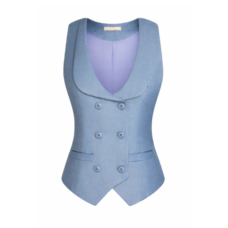 Finding Mr. Christmas S02 Melissa Peterman Blue Double-Breasted Vest