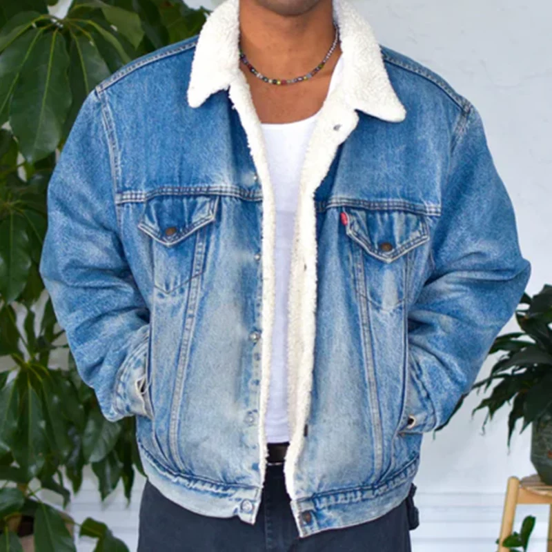 Finding Mr. Christmas TV Show Robbie Simpson Blue Denim Jacket