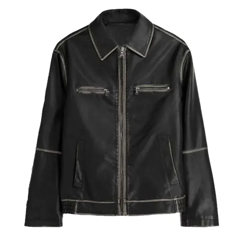 Gemma Daddy Issues 2025 Aimee Lou Wood Black Leather Jacket