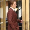 Here Comes The Flood Robert Pattinson Maroon Blazer