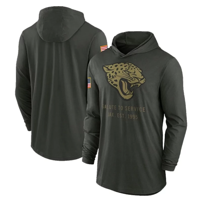 Jacksonville Jaguars Salute to Service 2025 Trevor Lawrence Green Hoodie