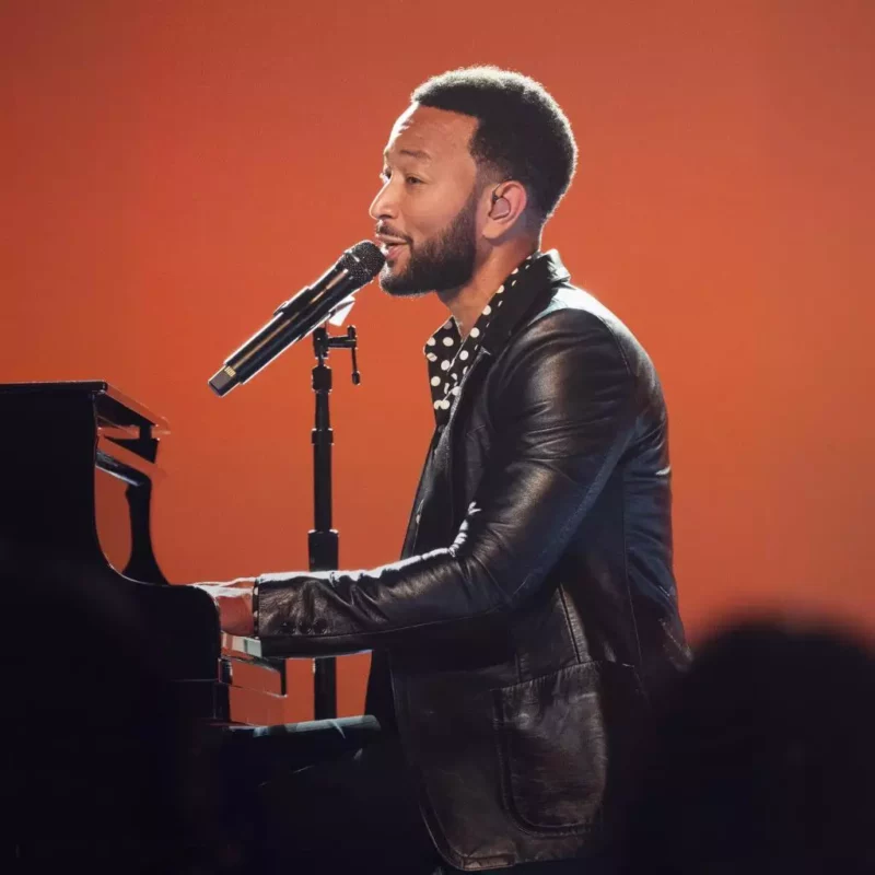John Legend Black Leather Blazer