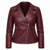Killer Clown Girls Nicolette Pullen Babydoll Burgundy Leather Jacket