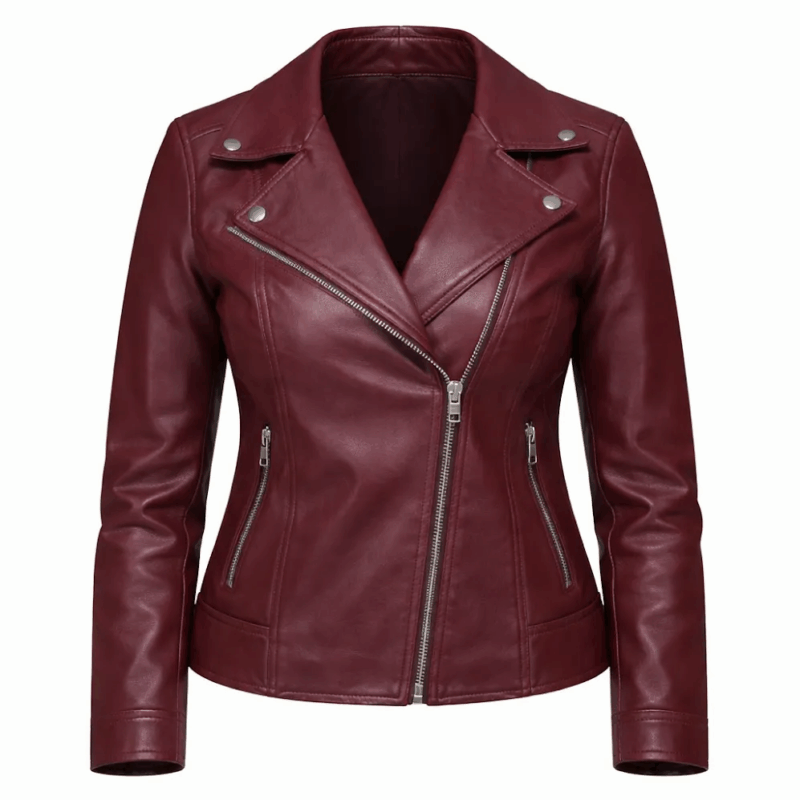 Killer Clown Girls Nicolette Pullen Babydoll Burgundy Leather Jacket