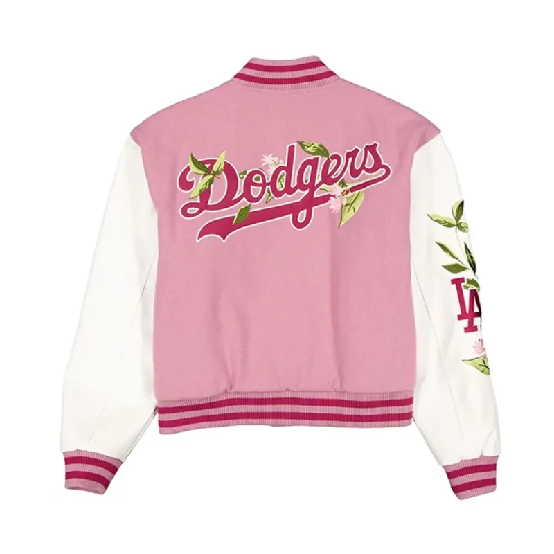 LA Dodgers Floral Pink Varsity Jacket