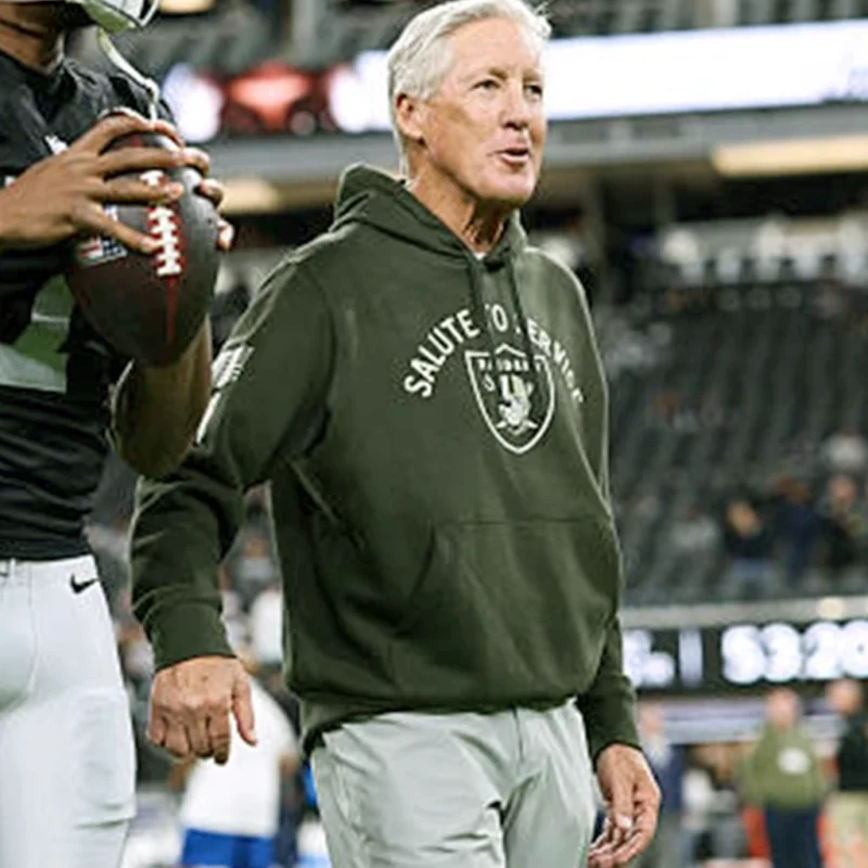 Las Vegas Raiders Salute to Service 2025 Pete Carroll Hoodie
