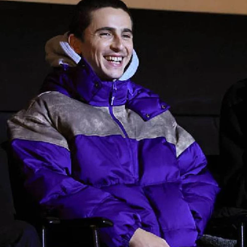 Marty Supreme BAFTA Timothee Chalamet Purple Puffer Jacket