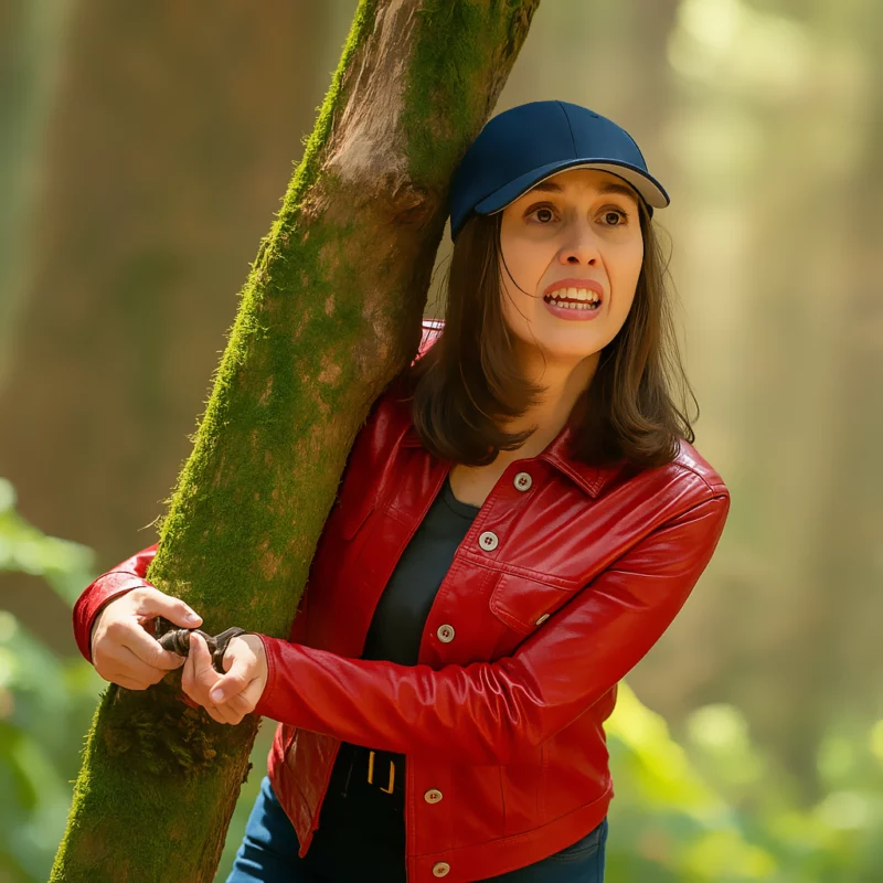 Meredith Falconer Murder In A Small Town S02 Katherine Red Leather Jacket