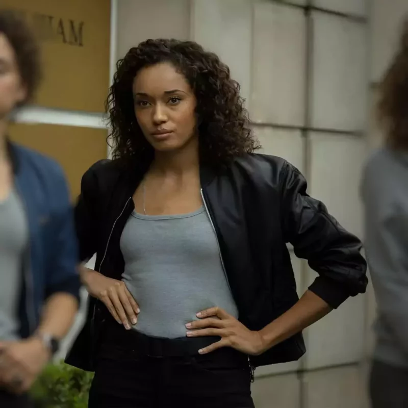 Michelle Mackey Olivia Swann Black Bomber Jacket