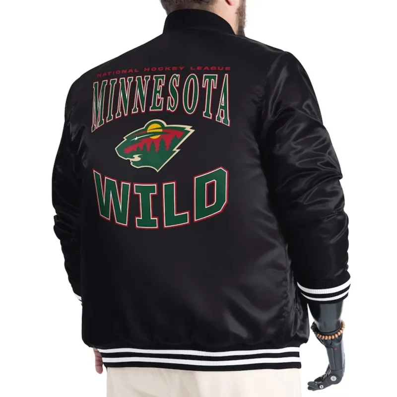 Minnesota Wild Bold Logo Black Satin Jacket