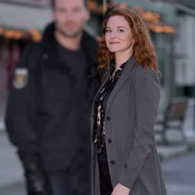 Mistletoe Murders S02 Sarah Drew Emily Lane Grey Coat