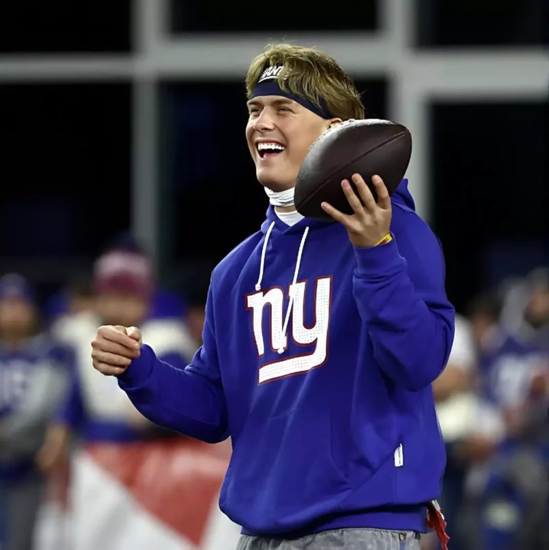 New York Giants Sideline 2025 Jaxson Dart Blue Hoodie