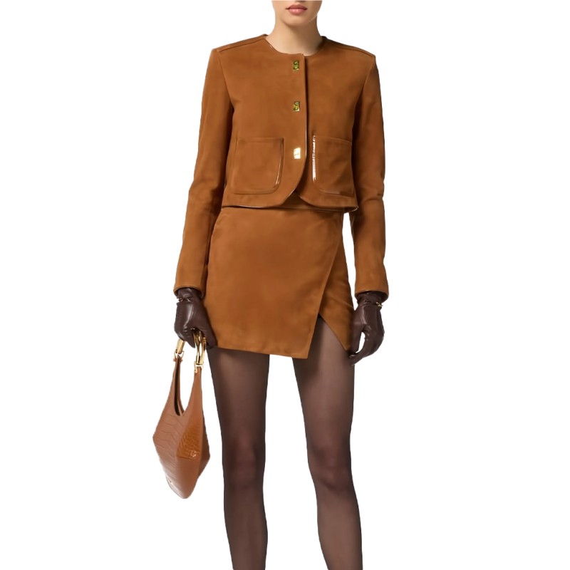 Real Housewives Of Salt Lake City S06 Meredith Marks Brown Suede Jacket