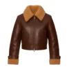 Rome 2025 Camila Coelho Brown Shearling Leather Jacket