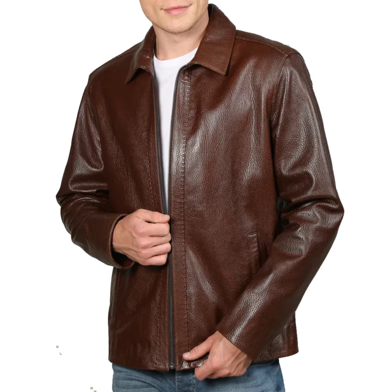 Stranger Things S05 UK Screening Joe Keery Brown Leather