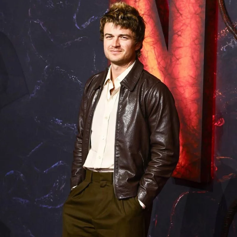 Stranger Things S05 UK Screening Joe Keery Leather Jacket