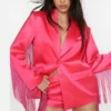 The Road S01 Britnee Kellogg Pink Fringe Blazer