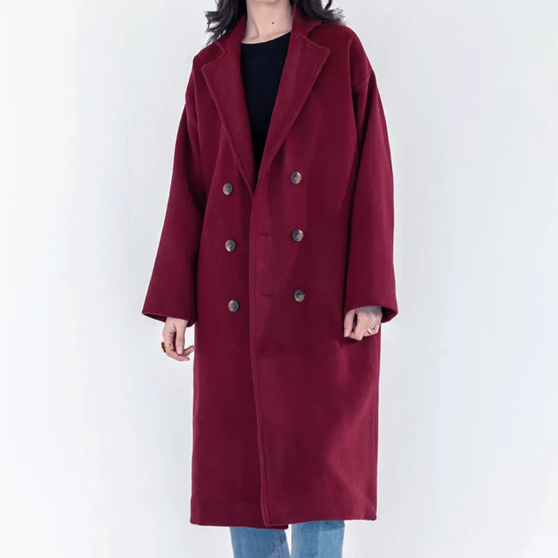 The Snow Must Go On Heather Hemmens Lily-Anne Maroon Long Coat