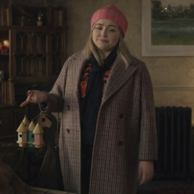 The Twelve Dates 'Til Christmas Mae Whitman Plaid Coat