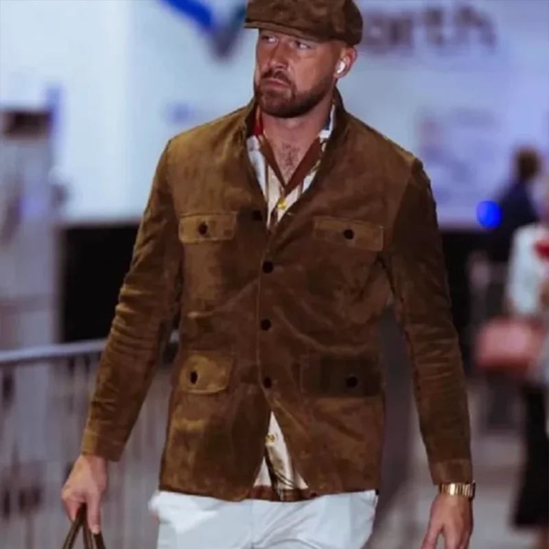 Travis Kelce Military Suede Brown Jacket