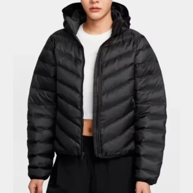 Caitlin Clark 2025 Black Puffer Hooded Jacket