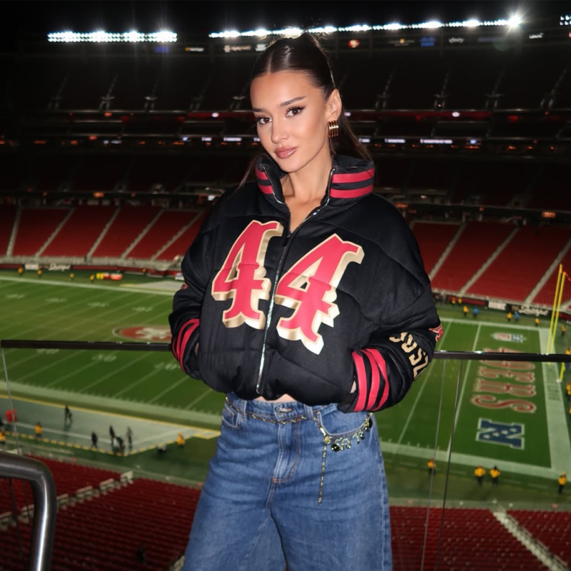 San Francisco 2026 Kristin Juszczyk Black Puffer Jacket