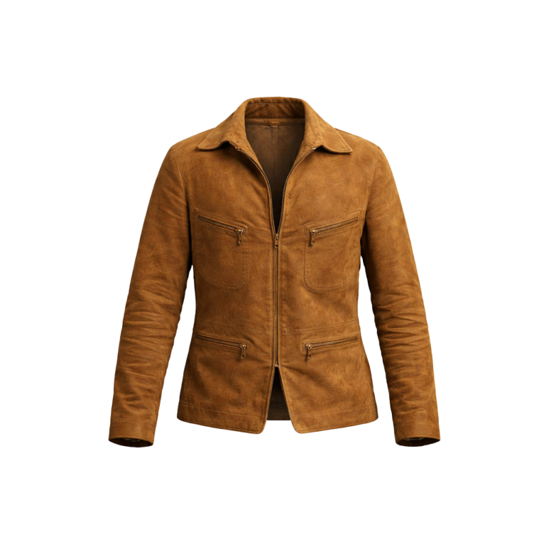 The Adventures of Cliff Booth Brad Pitt Brown Suede Jacket