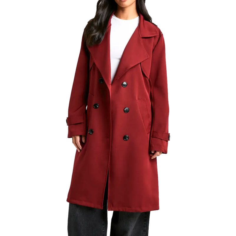 The Hunting Party S02 Melissa Roxburgh Rebecca Henderson Burgundy Coat