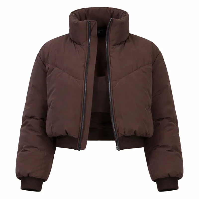The Traitors S04 TV Show Porsha Williams Brown Cropped Puffer Jacket
