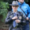 Wake Up Dead Man Mila Kunis Chief Geraldine Scott Black Jacket