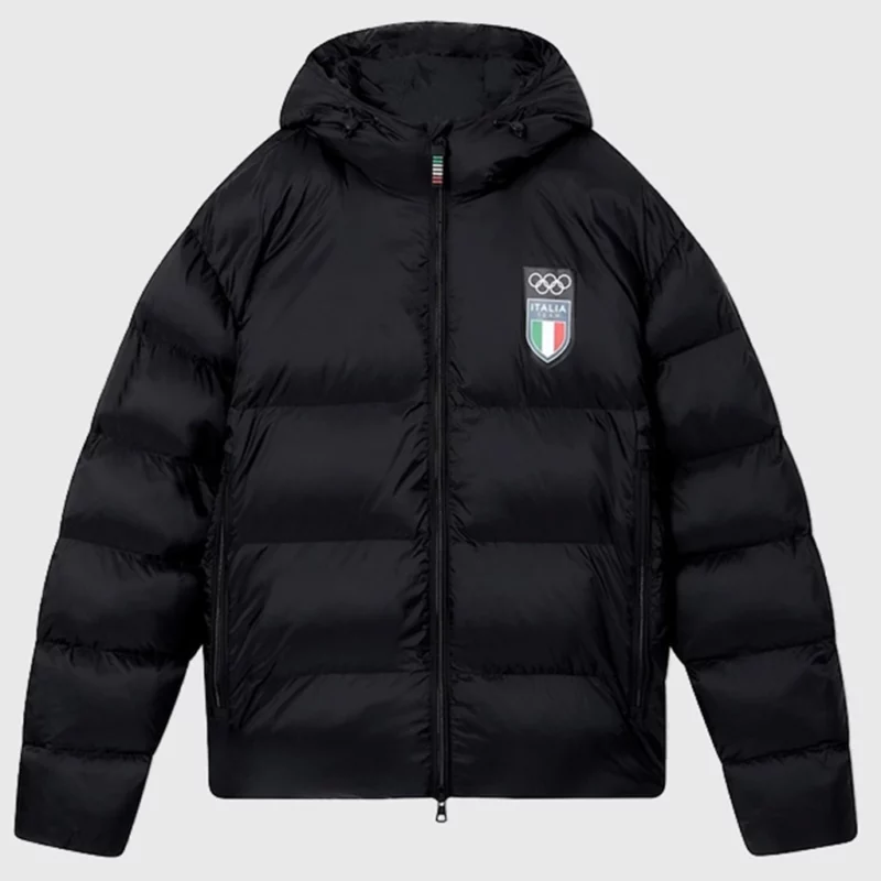 Winter Olympics 2026 Team Italy Black Puffer Jacket