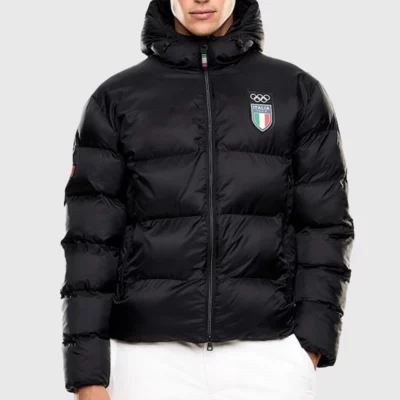 Winter Olympics Team Italy Black Puffer Jacket