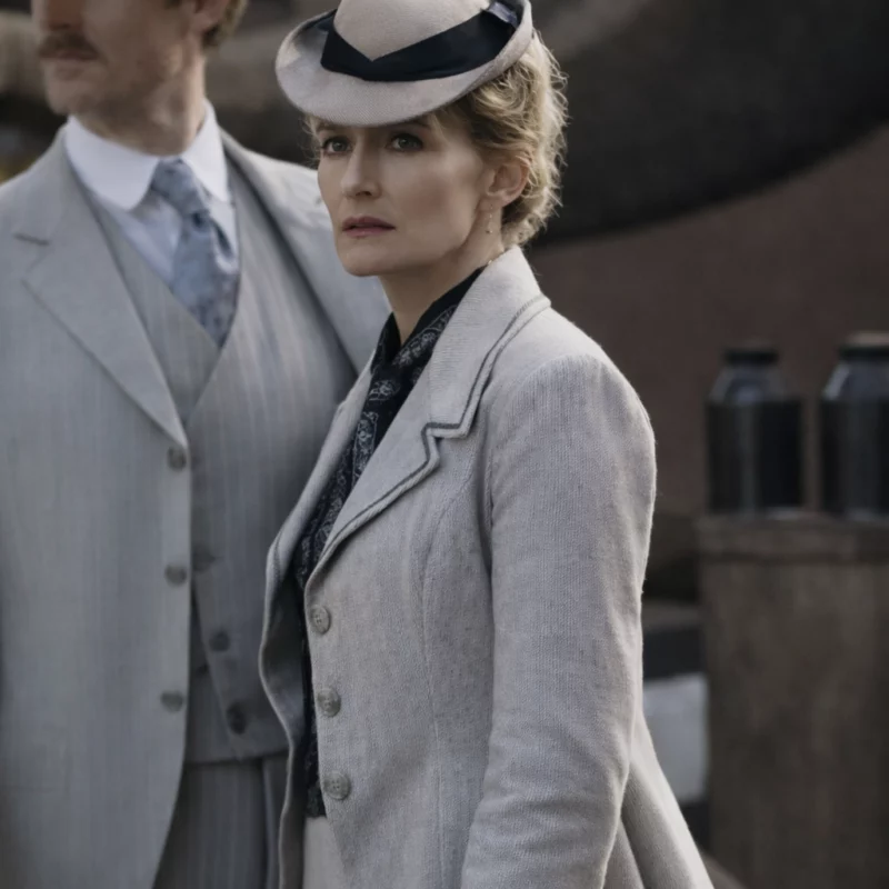 Young Sherlock Cordelia Holmes McElhone Grey Coat