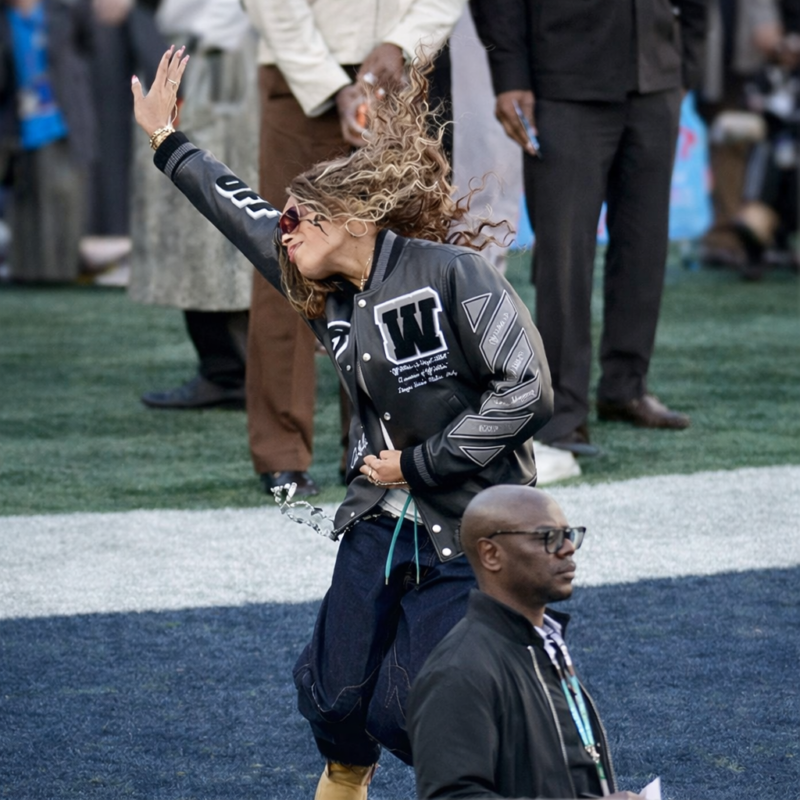 Super Bowl LX Blue Ivy Carter Varsity Leather Jacket