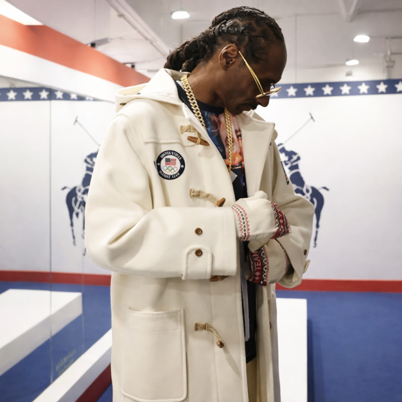 Team USA Snoop Dogg Beige Toggle Hooded Coat
