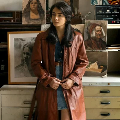 The Big Fake Aurora Giovinazzo Brown Coat