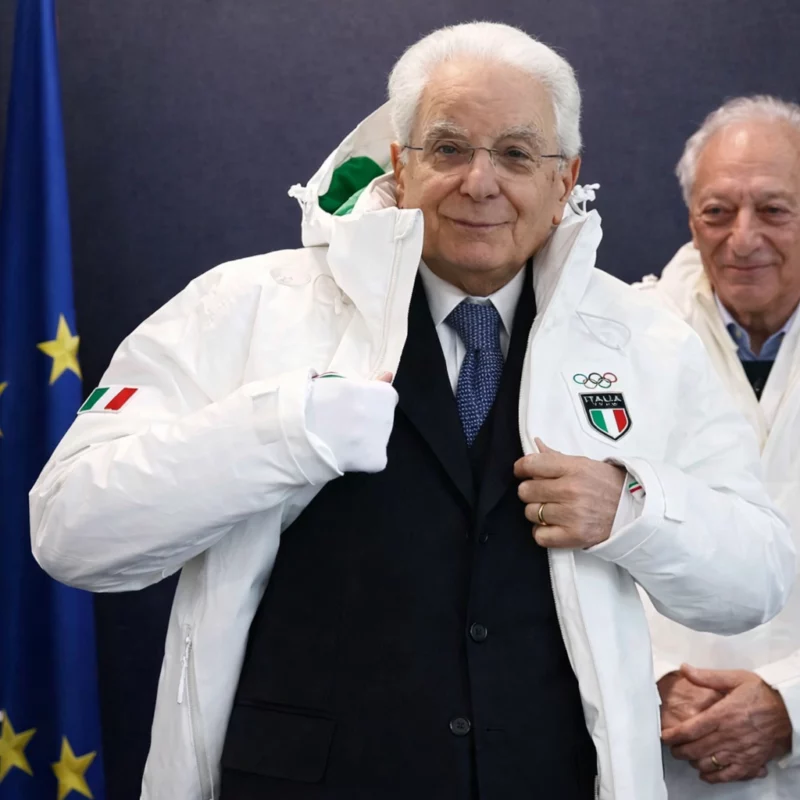 Winter Olympics Team Italy Mattarella White Hooded Jacket