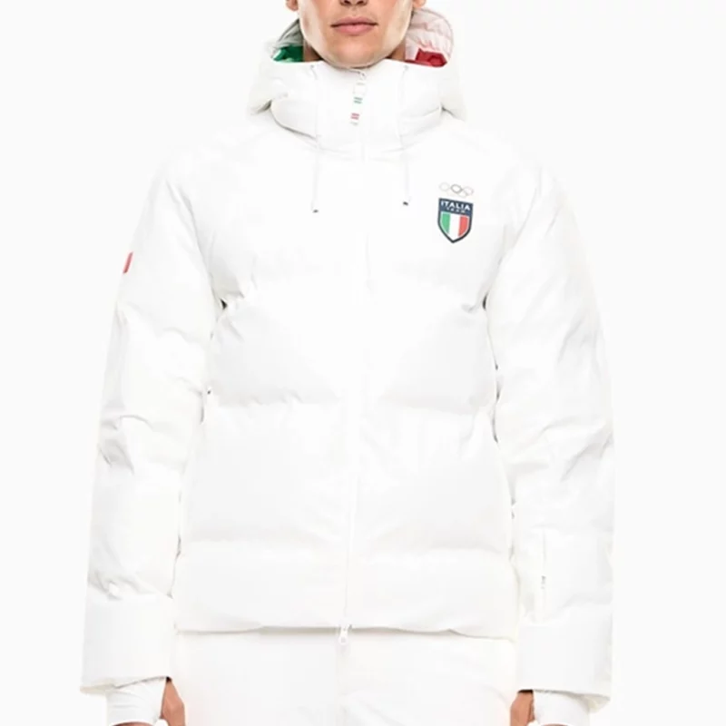Winter Olympics Team Italy Sergio Mattarella White Hooded Jacket