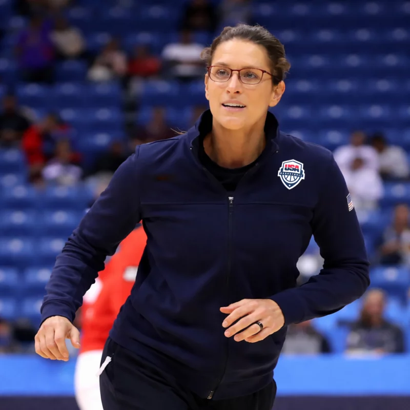 Basketball World Cup 2026 Stephanie White Blue Jacket front view