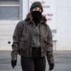 FBI S08 Eva Ramos Brown Leather Jacket front view
